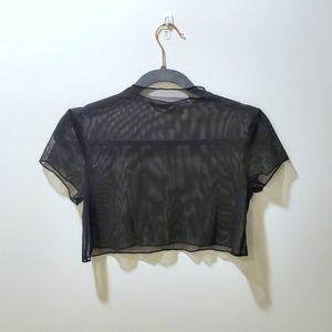 NWOT black mesh crop top, XS
